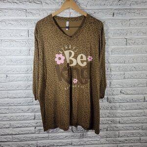 LIF Apparel Womens Top 3X Tee Tan Animal Print Ephesians 4:32 Be Kind NOV76E
